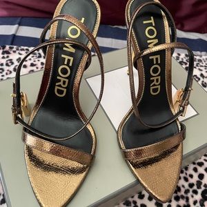 Authentic Tom Ford padlock heels , Bronze 8